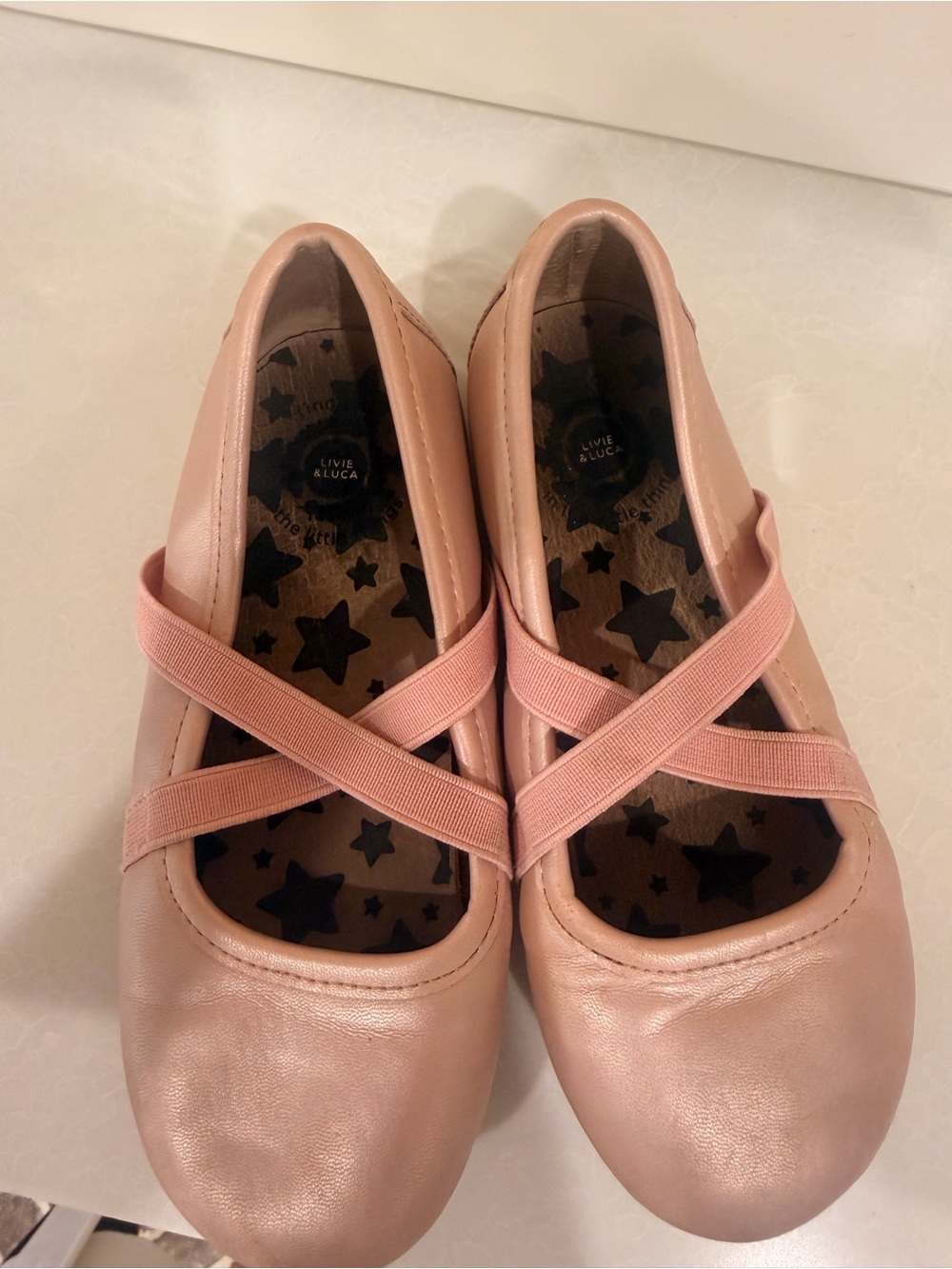 Livie & Luca Pink Leather Ballet Flats with Crisscross Straps! GUC! Size 12T - Picture 4 of 7